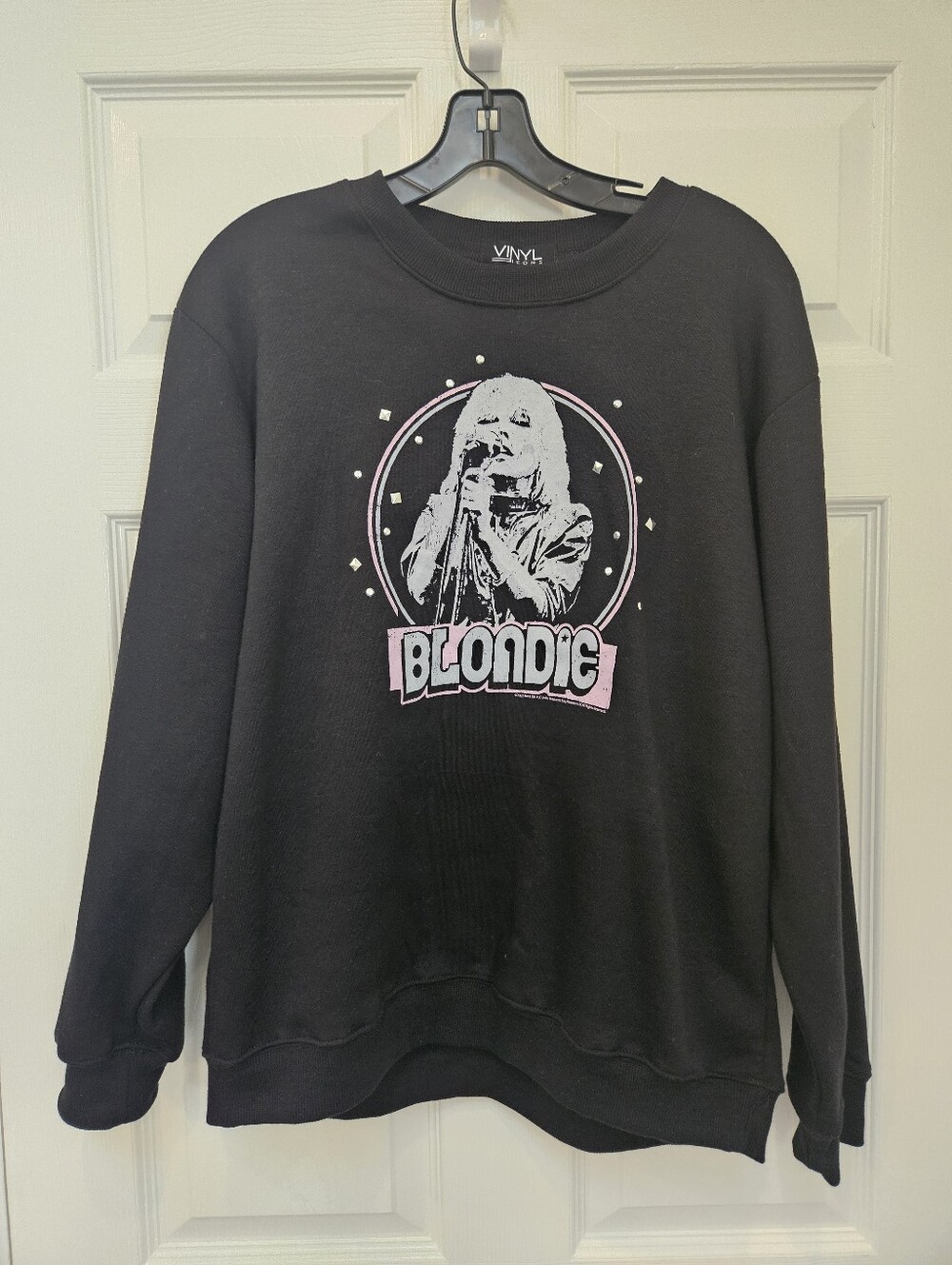 NWT Blondie Debbie Harry Vinyl Icons Size Medium Sweatshirt Black Fringe Back